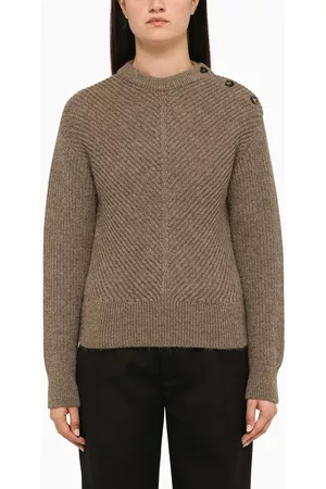Bottega Veneta Hazelnut-coloured chevron wool sweater