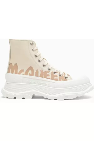Alexander McQueen Women Ankle Boots - Tread Slick beige nylon boot