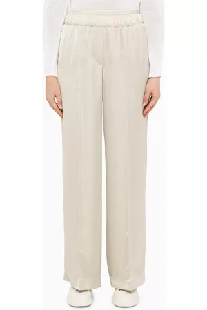 Brunello Cucinelli Women Pants - Stone satin regular trousers
