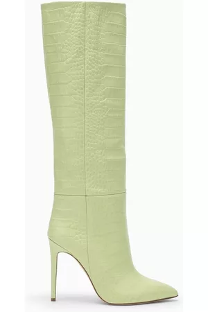 PARIS TEXAS Lime boots with crocodile print
