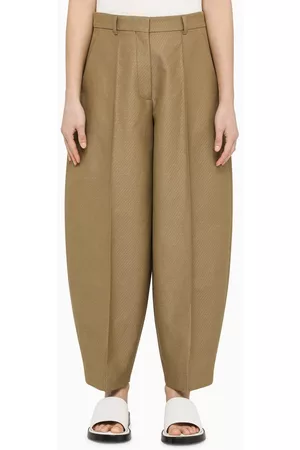 Stella McCartney Women Wide Leg Pants - Wide olive cotton trousers