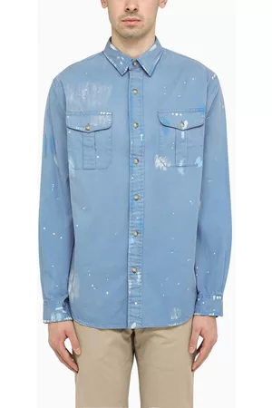 Ralph Lauren Men Shirts - Blue paint-effect shirt