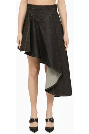Alexander McQueen Women Denim Skirts - Cotton denim skirt