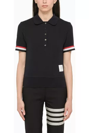 Thom Browne Women Polo T-Shirts - Short-sleeved navy polo shirt