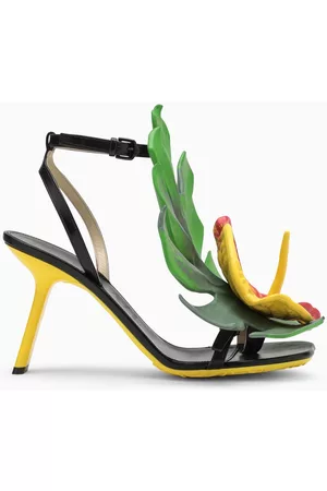 Loewe Women Leather Sandals - And yellow Petal sandals in leather