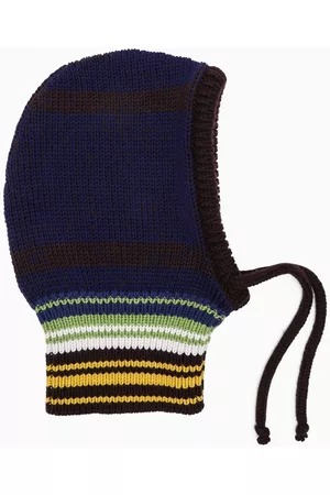 Marni Men Hats - Striped cooffee knit balaclava