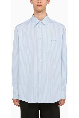 VALENTINO Men Shirts - Regular blue striped shirt