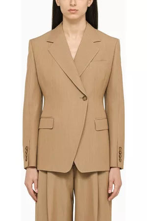 Burberry Women Double Breasted Jackets - Camel wool double-breasted jacket