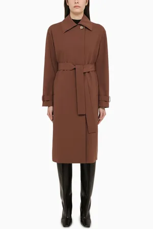 Harris Wharf London Trench-coat marron à double boutonnage avec ceinture