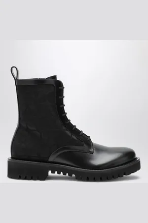 VALENTINO GARAVANI Combat Boot in technical fabric and Toile Iconographe calfskin