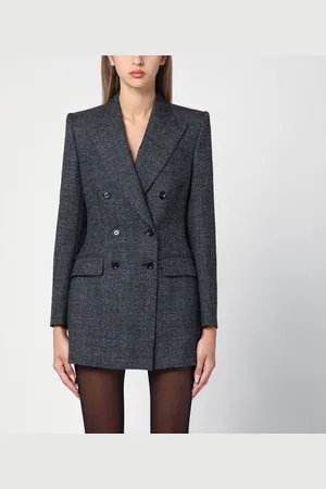 Dolce & Gabbana Anthracite grey tweed double-breasted jacket