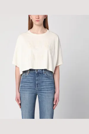 Chloé Ivory cropped T-shirt with logo