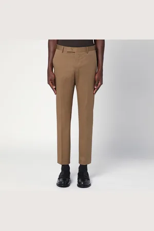 PT Torino Slim-fit hazelnut-coloured cotton trousers