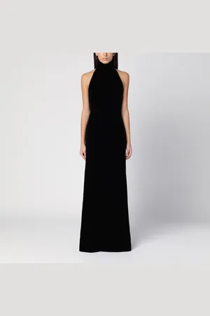 Max Mara Black satin velvet long dress
