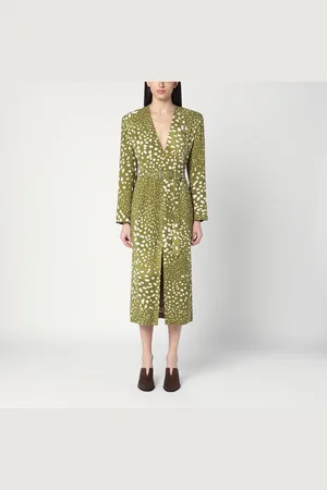 DRIES VAN NOTEN Dress with belt and khaki green print