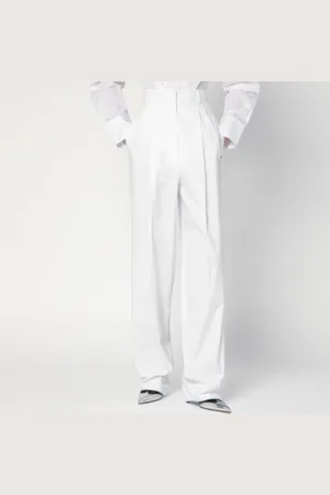 Sportmax Wide white cotton trousers