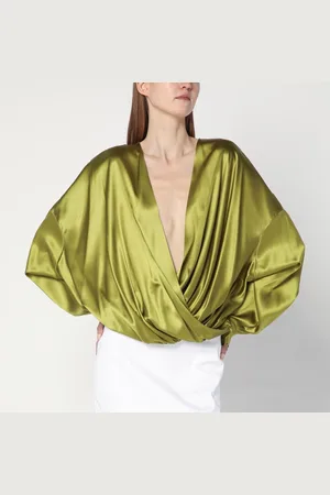 DRIES VAN NOTEN Loose olive blouse in silk