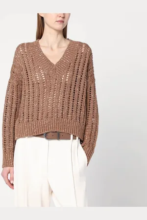 Brunello Cucinelli Brown sparkling mesh sweater