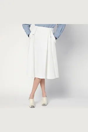 Bottega Veneta Ivory pleated midi skirt