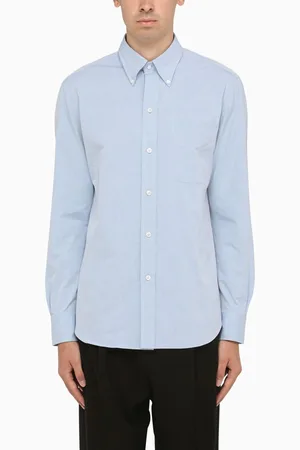 SALVATORE PICCOLO Blue cotton poplin button-down shirt