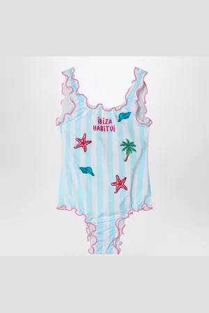 MC2 SAINT BARTH Clio one-piece swimsuit white/blue striped