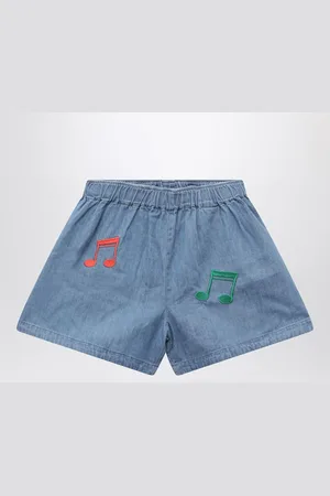 Mini Rodini Light denim shorts with musical notes