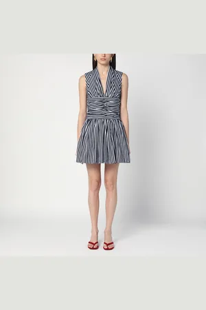 Patou Mini striped dress in white and navy