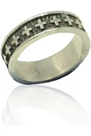 WINDOW DRESSING THE SOUL Men Band Rings - Silver Cross Band Ring