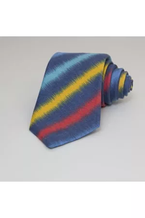 40 Colori Men Neckties - Navy Auroras Printed Linen Tie