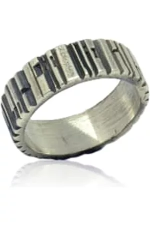 WINDOW DRESSING THE SOUL Men Band Rings - Silver Bark Textured Band Ring