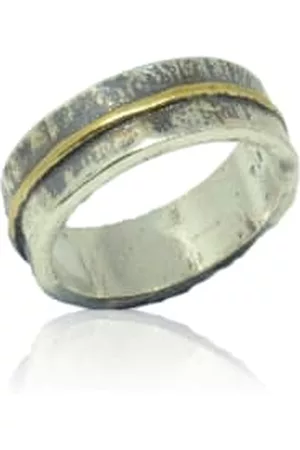 WINDOW DRESSING THE SOUL Men Gold Rings - Solid Silver & Gold Plated Stripe Ring