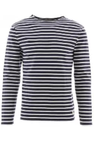 Armor.lux Women Long Sleeved Shirts - Navy Natural Long Sleeve Striped Top
