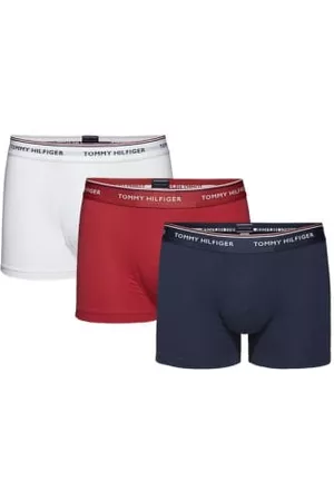 Tommy Hilfiger Men Boxer Shorts - Cotton Stretch Trunks Red Navy 3 Pack