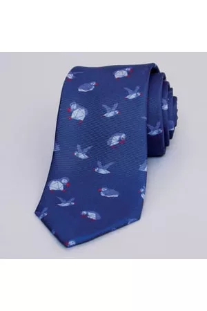 40 Colori Men Neckties - Puffins Printed Silk Tie