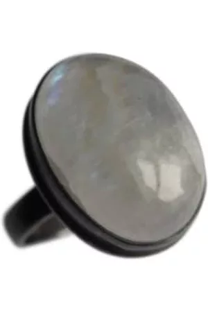 Collard Manson Women Rings - Silver Oval Rainbow Moonstone Ring