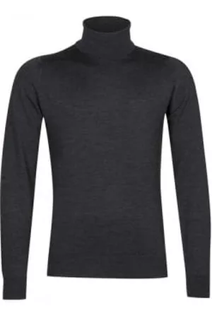 JOHN SMEDLEY Men Turtleneck Sweaters - Charcoal Connell Roll Neck Pullover