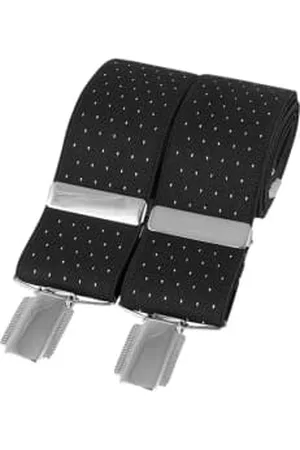 David Aster Men Braces - Pin-dot Clip-on Braces - & White