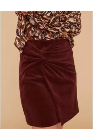Louizon Women Mini Skirts - Bordeaux Cotton Vigna Skirt