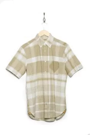 ORIGINAL MADRAS TRADING COMPANY Men Short sleeved Shirts - Olive Plaid Buttondown Shortsleeve