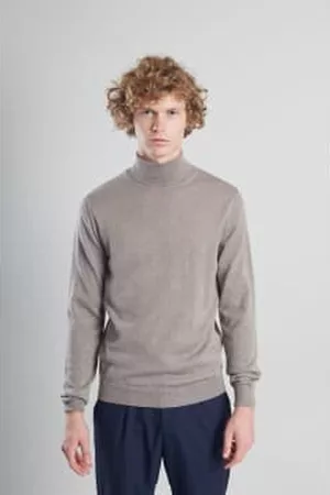 L'exception Paris Men Turtleneck Sweaters - Taupe Smog Merino Turtleneck Jumper