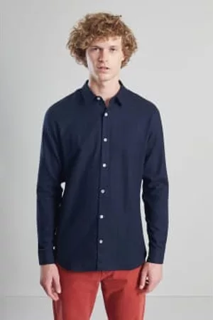 L'exception Paris Men Casual Shirts - Navy Flannel Shirt