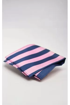 Knightsbridge Neckwear Men Pocket Squares - & Navy Striped Silk Pocket Square
