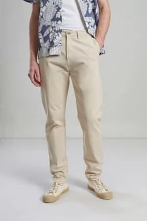 L'exception Paris Men Twill Pants - Beige Chino Twill Trousers