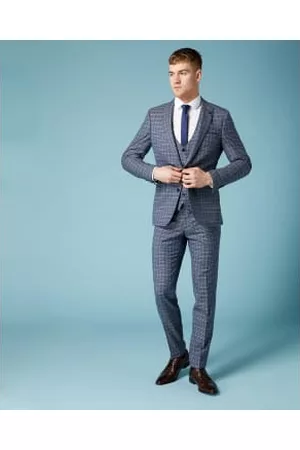 Remus Men Suit Pants - Lovati Check Suit Trousers - / Navy