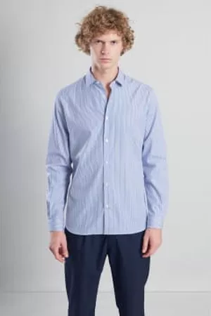 L'exception Paris Men Long Sleeved Shirts - And White Striped Shirt