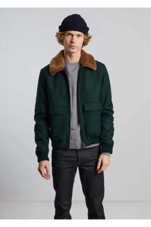 L'exception Paris Men Leather Jackets - Dark Virgin Wool Aviator Jacket