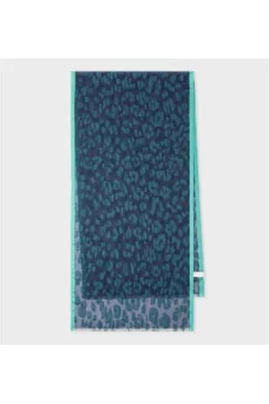 Paul Smith Women Scarves - And Green Sheer Silk Mix Leopard Print Scarf