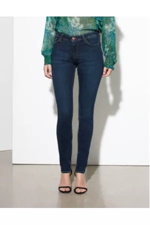 REIKO Women Slim Jeans - Tero Slim Fit Mid Rise Jean - Dark Wash