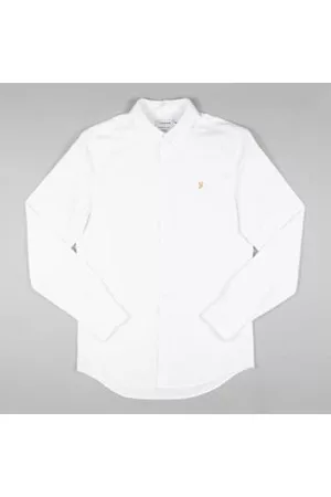 Farah Men Long Sleeved Shirts - Brewer Slim Fit Organic Cotton Oxford Shirt in