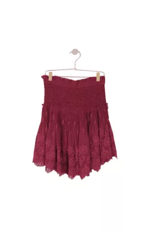 Indi & Cold Women Mini Skirts - Embroidery Elastic Skirt In Cherry
